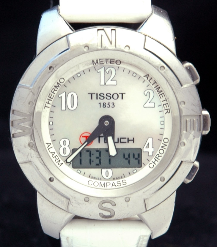 TISSOT T Touch Titanium WATCH NASCAR SE TACTILE Mens Pearl White SWISS 